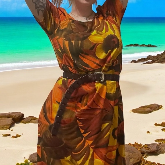 Jams World Dresses & Skirts - VTG Jams World African / Tropical Floral Dress M With Buttons, Pockets, and Slit